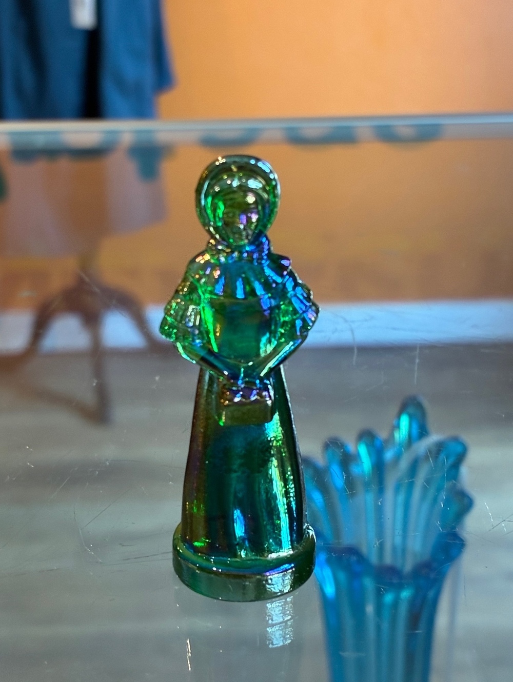Degenhart Eldena Miniature Green Carnival Glass Figurine